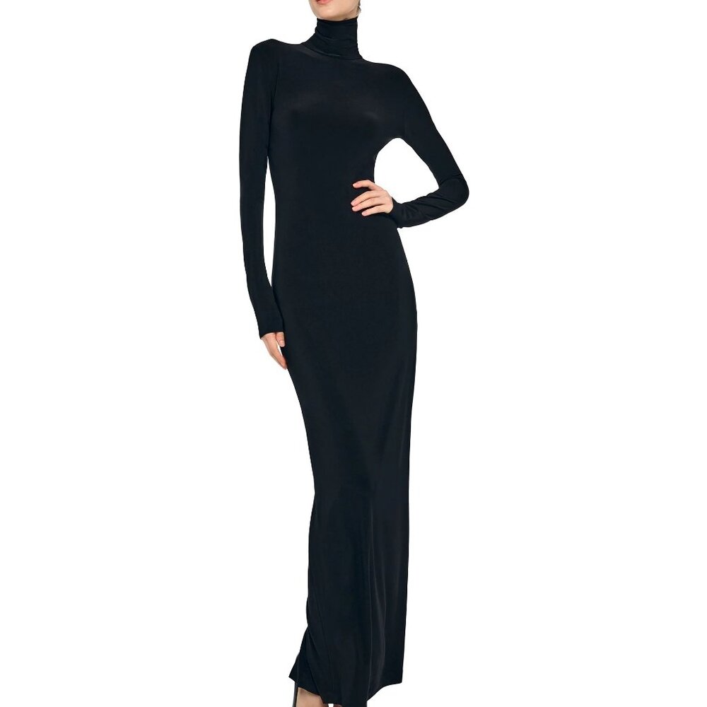 Norma Kamali Black Turtle Long Dress, XS